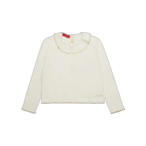 Ruffled-Collar Long-Sleeved T-Shirt
