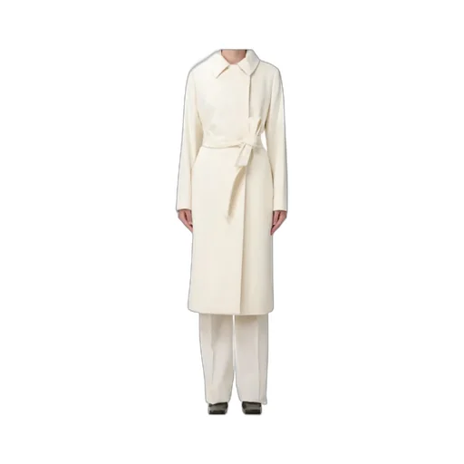 Belted Long-Sleeved Wool Coat