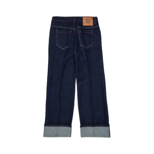 Logo Patch Turn-Up Hem Jeans
