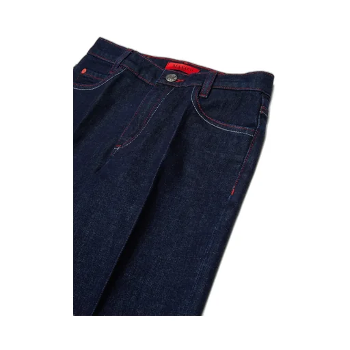 Logo Patch Turn-Up Hem Jeans
