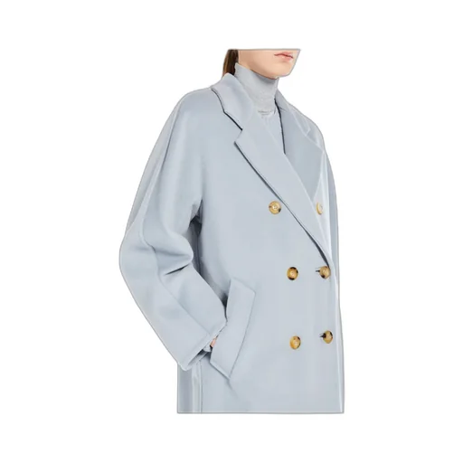 Double-Breasted Long-Sleeved Wool Coat