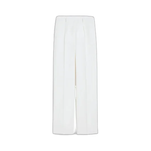 Straight Gabardine Wool Trousers