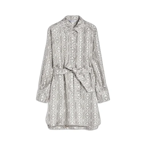 Graphic Printed Long-Sleeved Shirt Dress