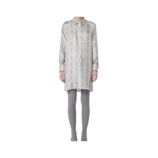 Graphic Printed Long-Sleeved Shirt Dress