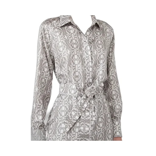 Graphic Printed Long-Sleeved Shirt Dress