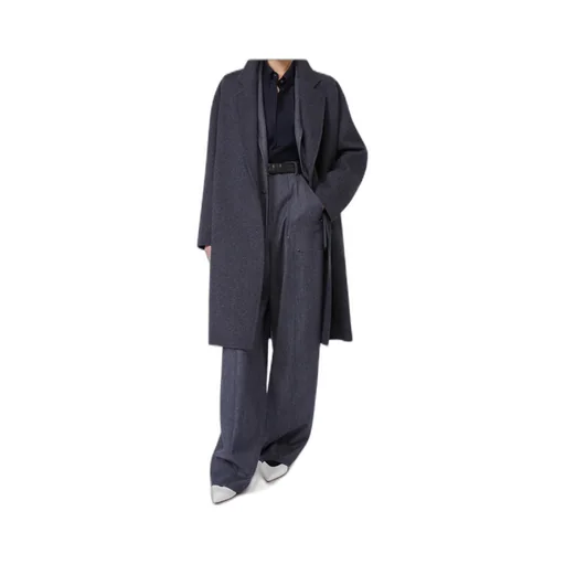 Denim-Effect Wool Coat
