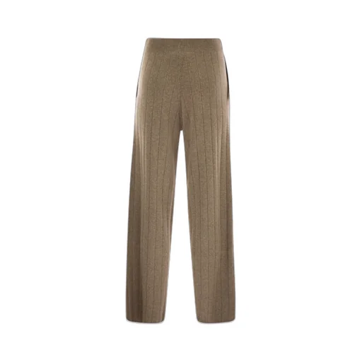 Wide-Leg Ribbed Trousers