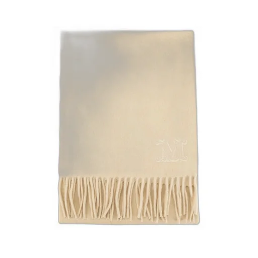 Camel Stole With Monogram Embroidery