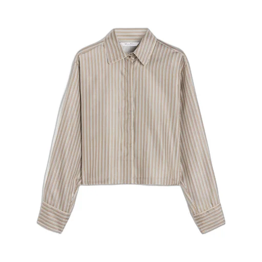Printed Silk Cropped Shirt