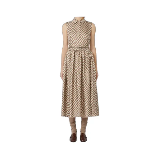 Flared Printed Silk Dress