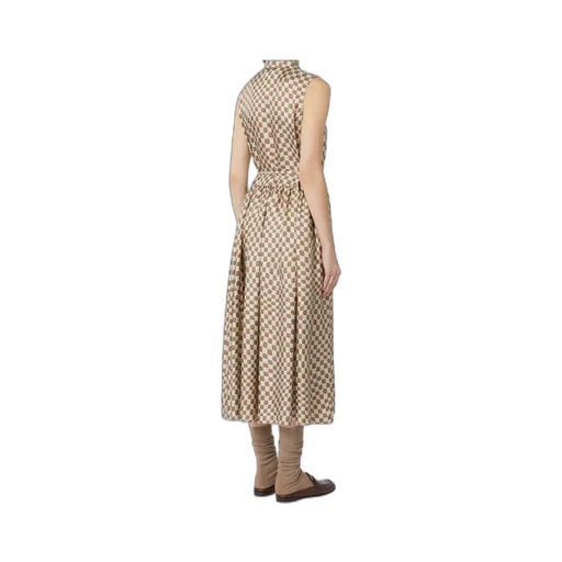 Flared Printed Silk Dress