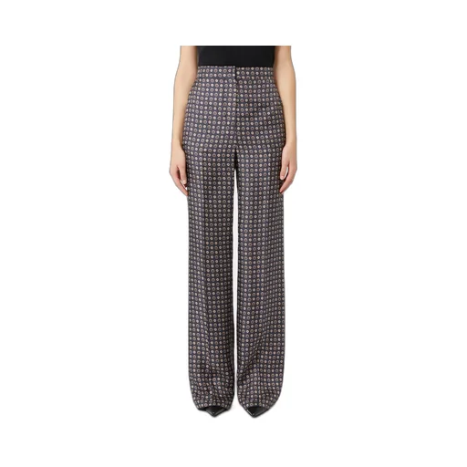 High-Waist Pattern-Printed Trousers