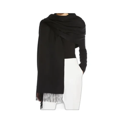 Cashmere Stole With Embroidery And Fringing