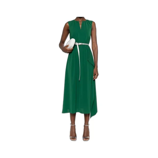 Gatheded Belted Sleeveless Dress