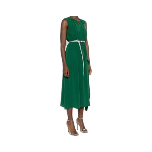 Gatheded Belted Sleeveless Dress