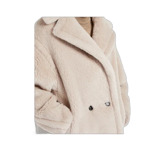 Short Teddy Bear Icon Coat In Alpaca And Wool