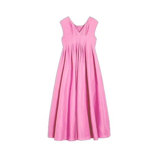 V-Neck Pleated Sleeveless Dress