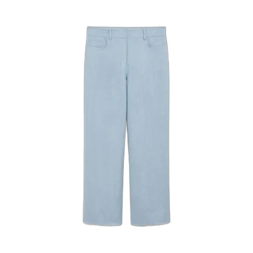 Wide-Fit Linen And Cotton Basketweave Trousers