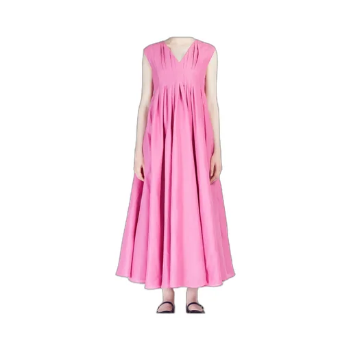 V-Neck Pleated Sleeveless Dress