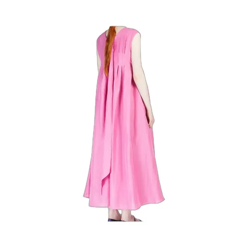 V-Neck Pleated Sleeveless Dress