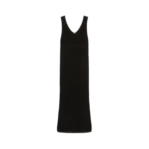 V-Neck Valois Knitted Midi Dress