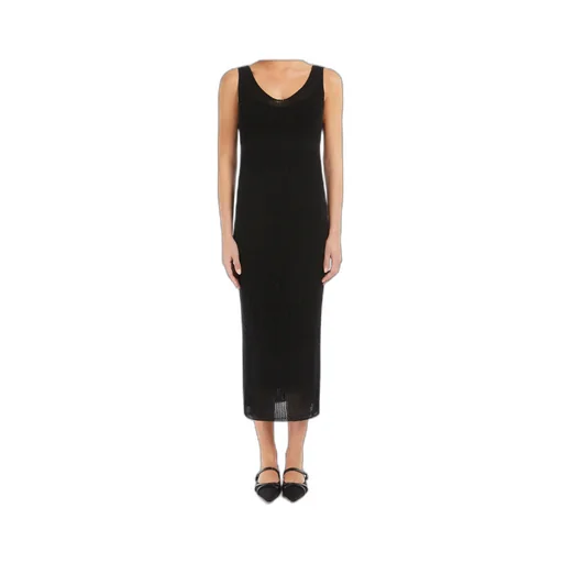 V-Neck Valois Knitted Midi Dress