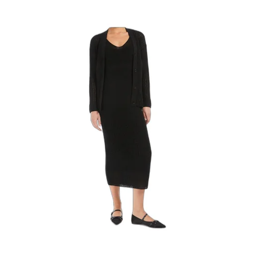 V-Neck Valois Knitted Midi Dress