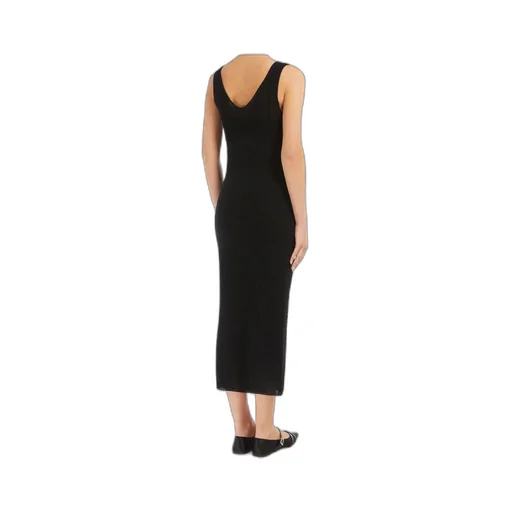 V-Neck Valois Knitted Midi Dress