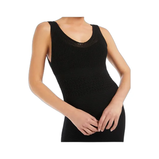 V-Neck Valois Knitted Midi Dress