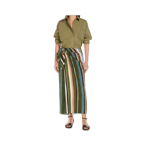 Patterned Crepe De Chine Pareo Skirt