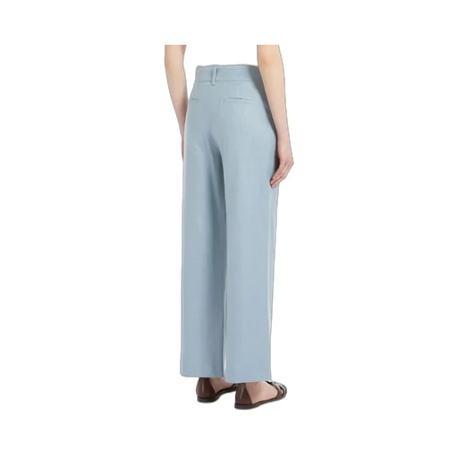 Wide-Fit Linen And Cotton Basketweave Trousers