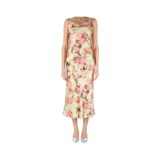Floral Printed Satin Midi Dress