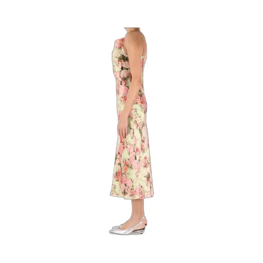 Floral Printed Satin Midi Dress
