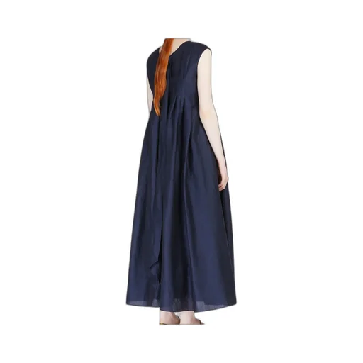 Pleated Cotton And Ramie Dress