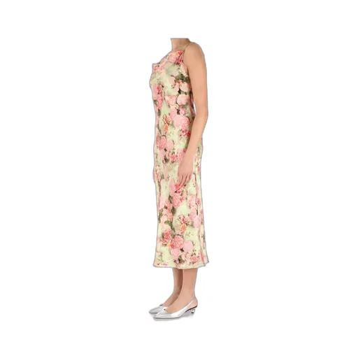 Floral Printed Satin Midi Dress