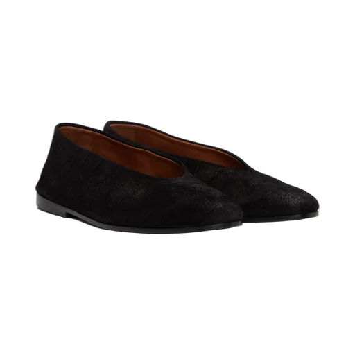 Crocodile-Effect Ballet Flats