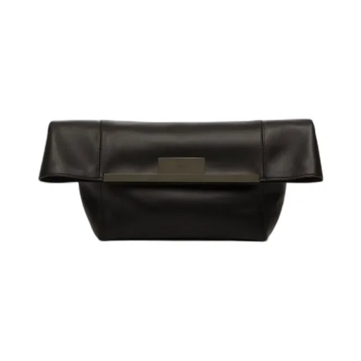 Logo Engraved Foldover Top Clutch Bag
