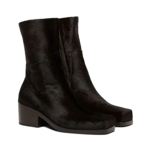Square-Toe Zipped Ankle Boots
