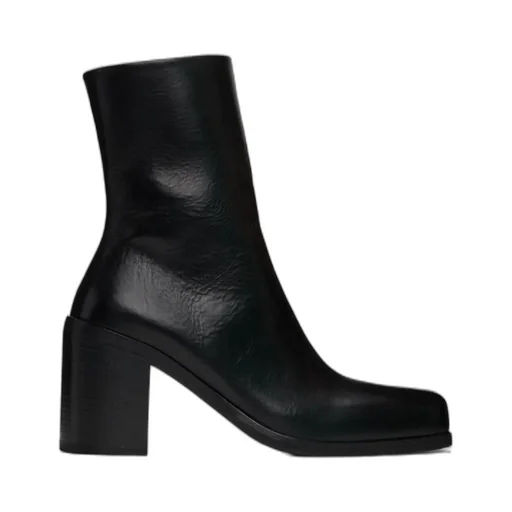 Square-Toed Zipper Short Boots