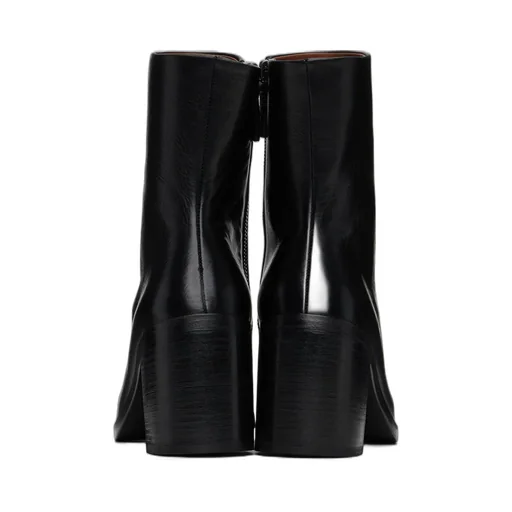 Square-Toed Zipper Short Boots