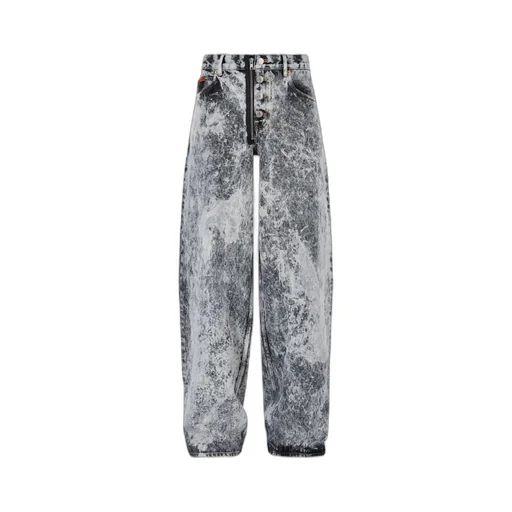 Acid-Wash Zip-Fly Straight Leg Jeans