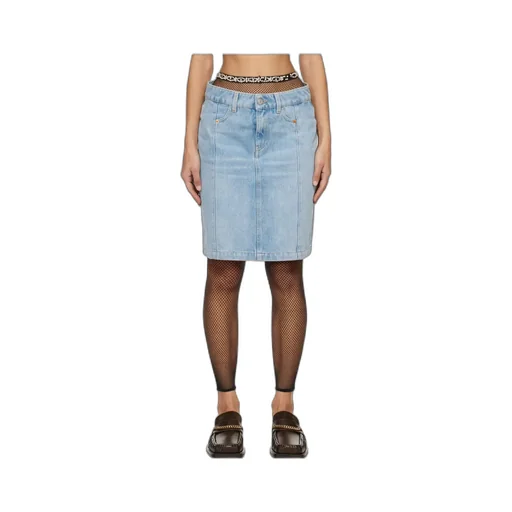 Narrow Denim Miniskirt