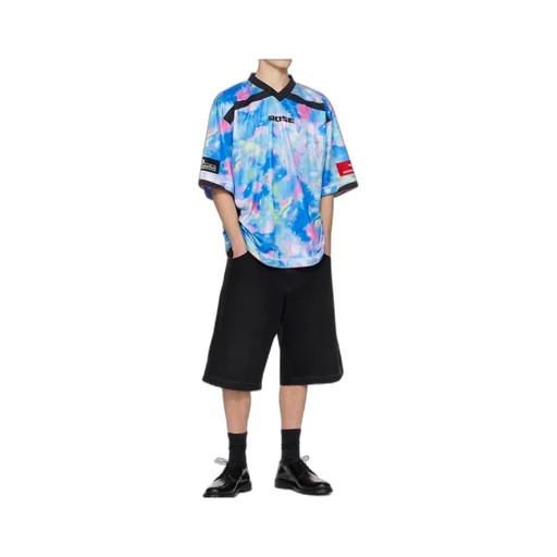 Watercolour-Print V-Neck T-Shirt