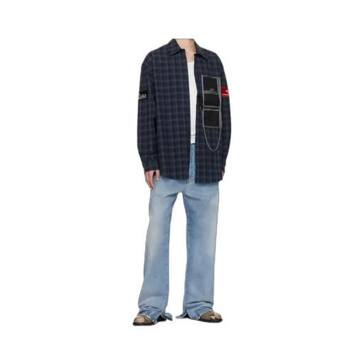 Chain-Detail Checked Shirt