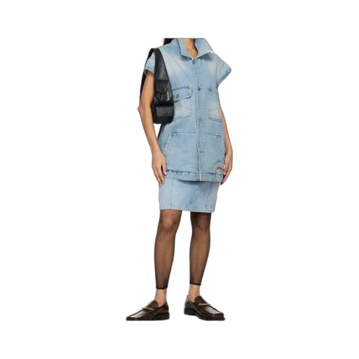 Narrow Denim Miniskirt