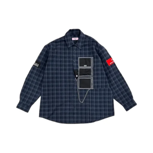 Chain-Detail Checked Shirt