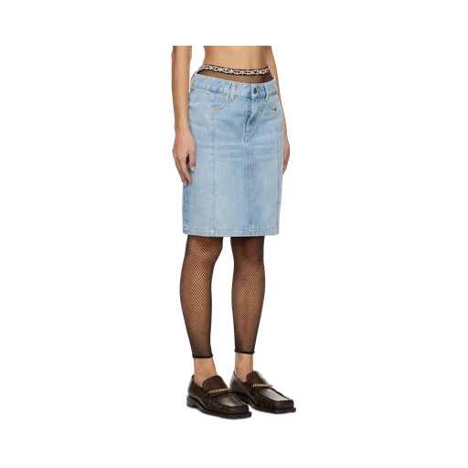 Narrow Denim Miniskirt