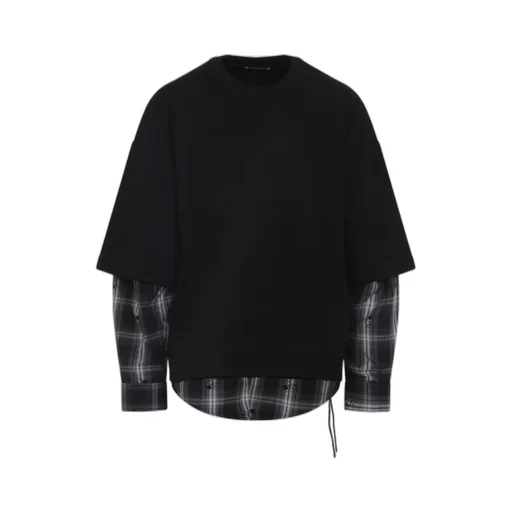 Layered Plaid Sweatshirt