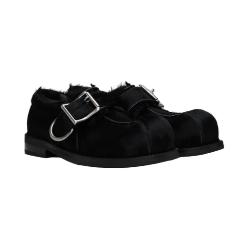 Bulb Toe Buckle Loafers
