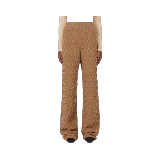 Long Camel-Yarn Trousers